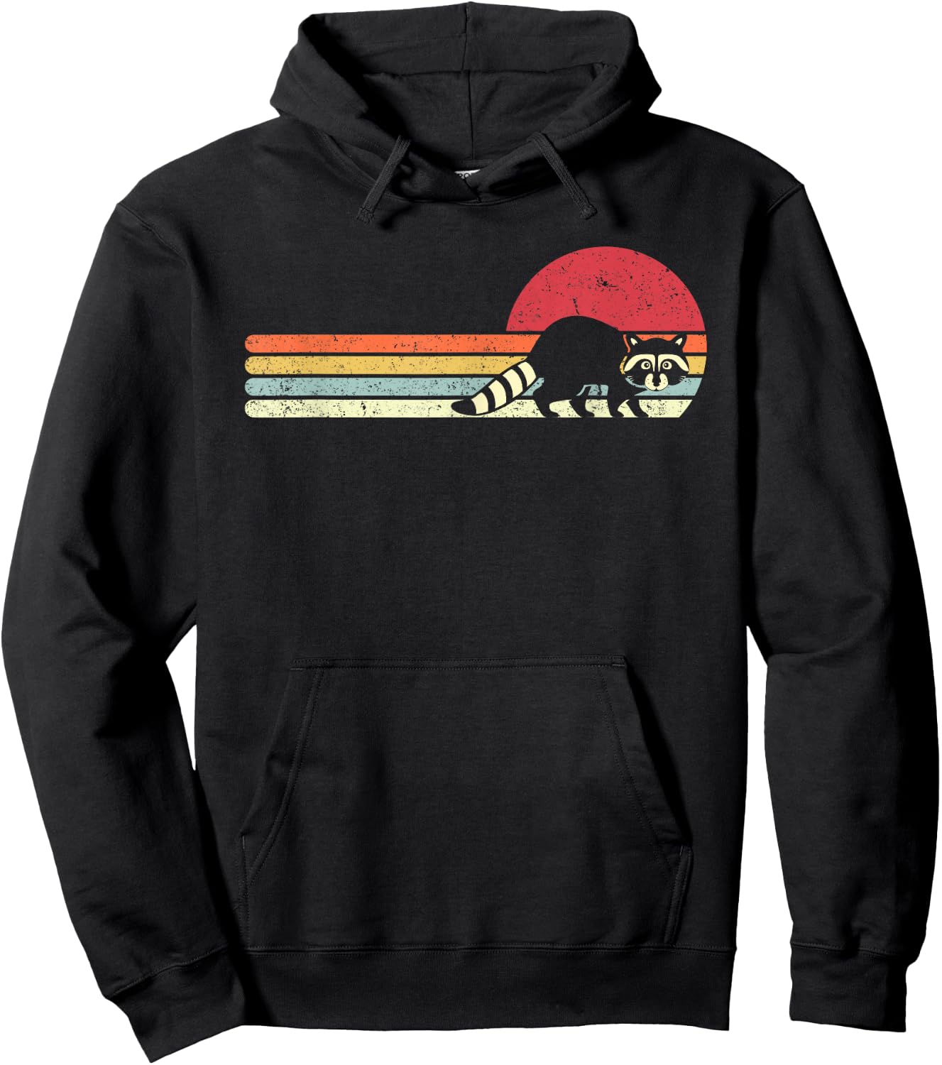 Raccoon Shirt. Retro Style Hoodie - Hoodie | Black