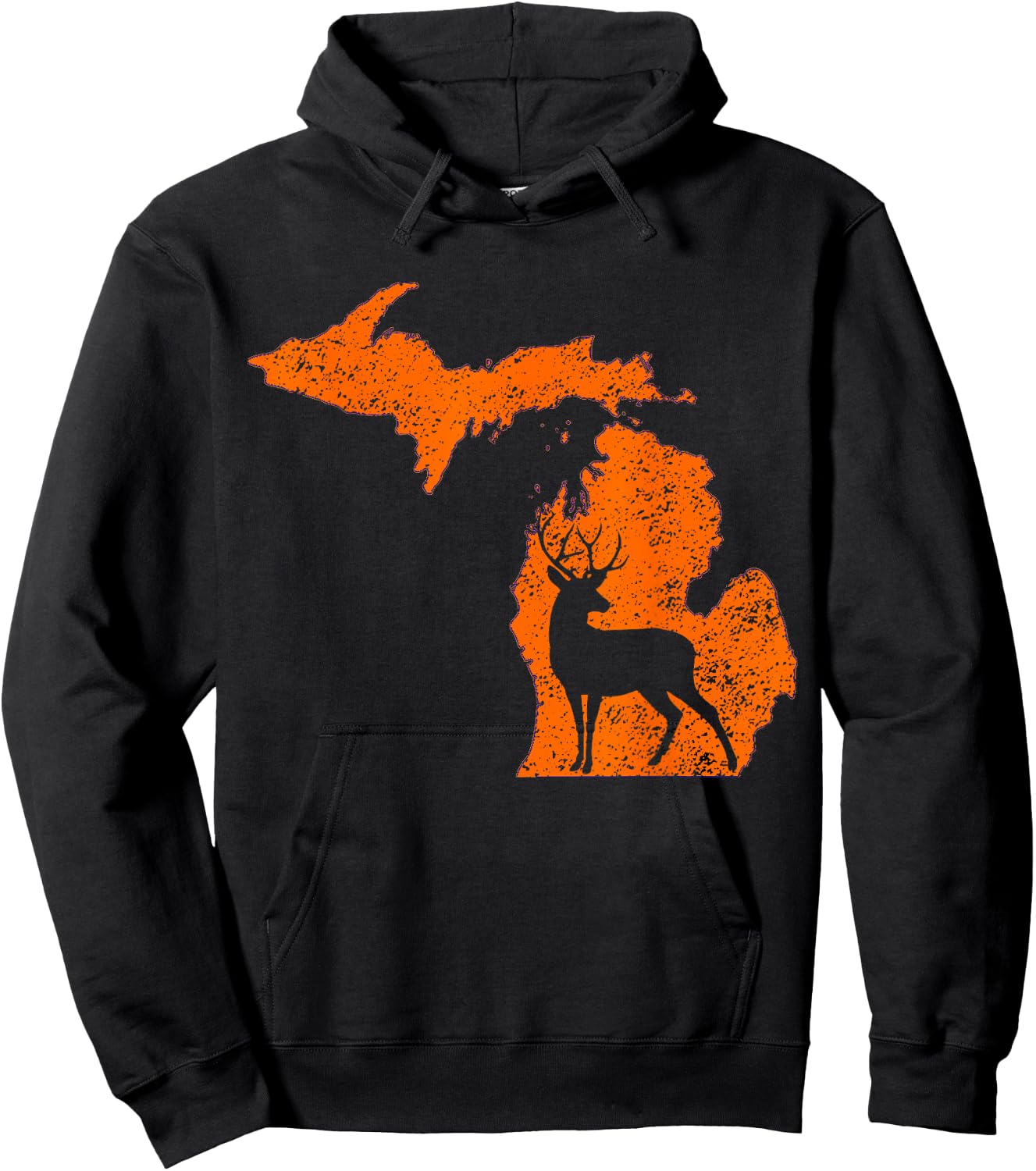 Michigan Whitetail Deer Outdoors Camping Hiking Distressed Hoodie - Hoodie | Black