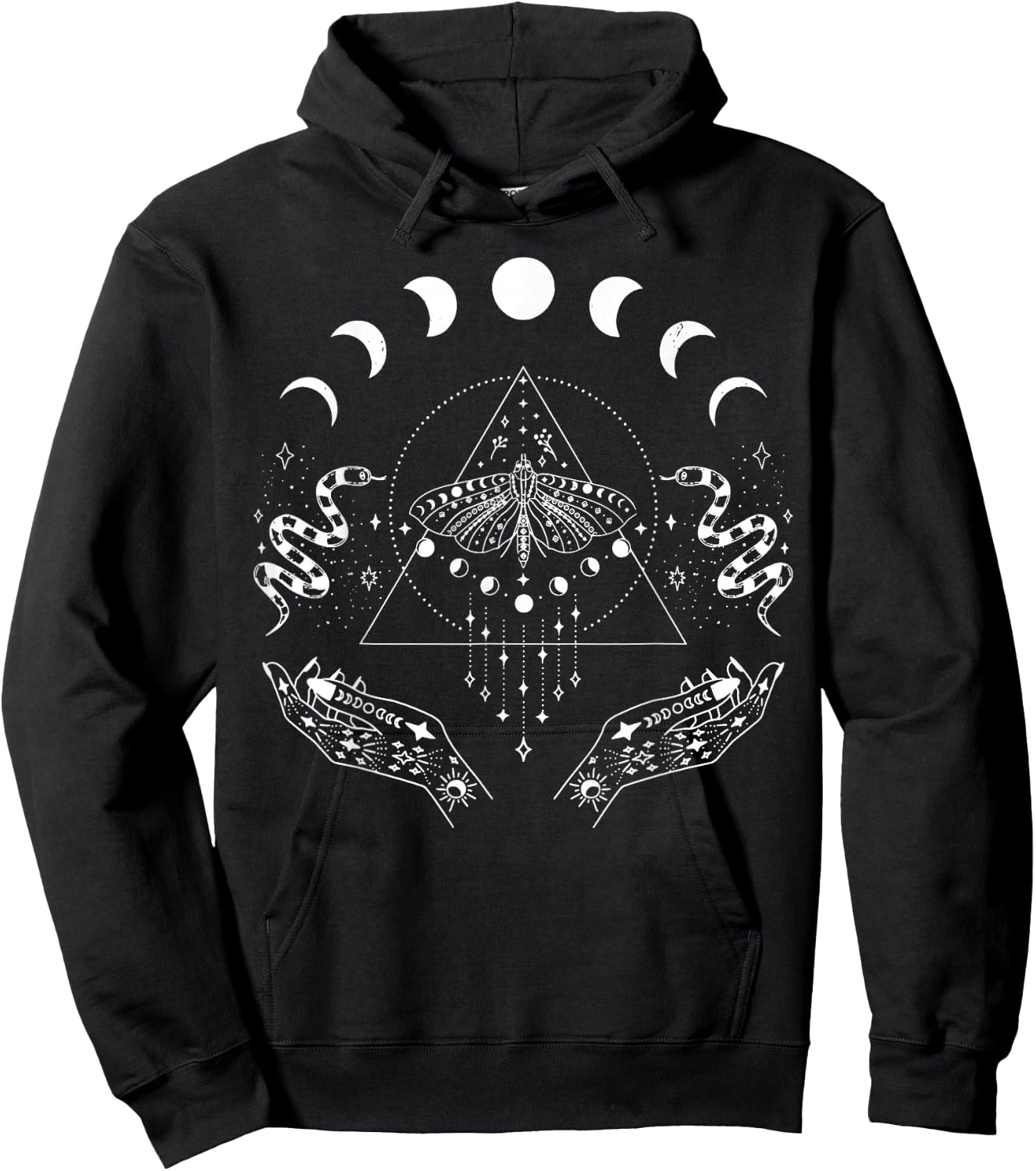 Celestial Snake Moth Moon Phase Magical Mystical Witchy Hoodie - Hoodie | Black