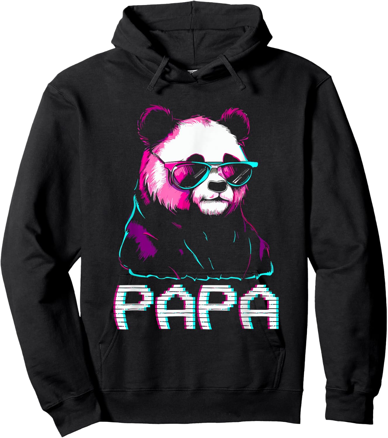 Papa Panda Bear - Retro Funny Papa Father's Day Birthday Hoodie - Hoodie | Black