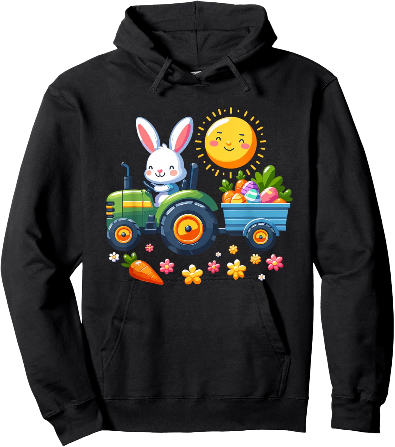 Easter Tractor Boys Easter Nest Farmer Easter Bunny , black Hoodie - Hoodie | Black