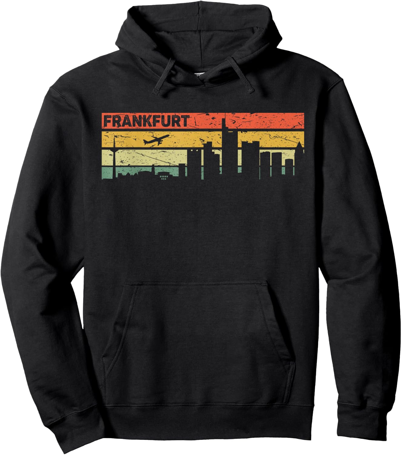 Frankfurt Vintage Skyline Retro Stadt Deutschland Hoodie - Hoodie | Black