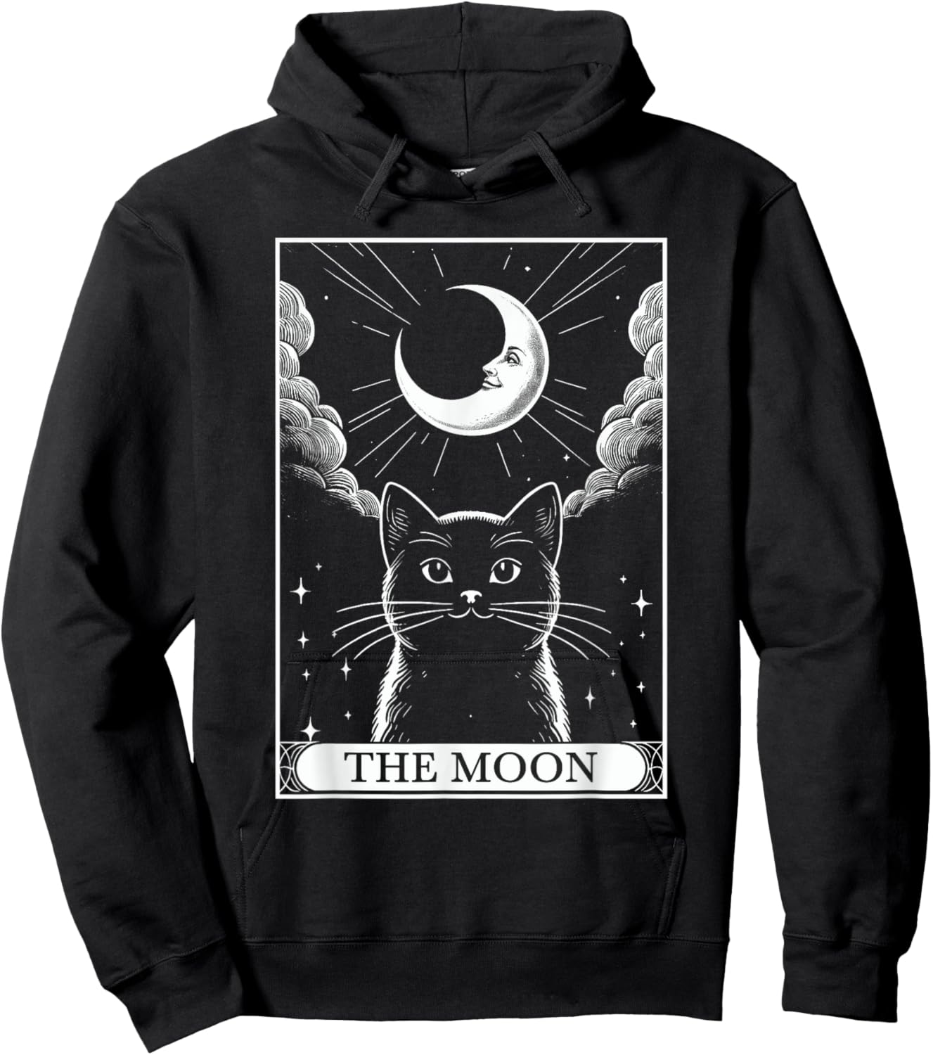 Tarot Card Vintage Crescent Moon Black Cat Mom Cat Lovers Men Women Kids Hoodie - Hoodie | Black