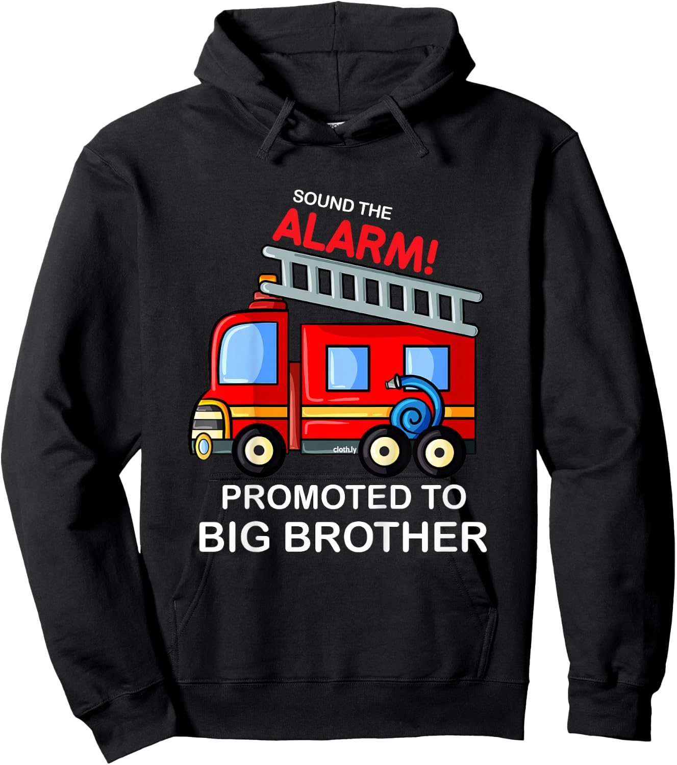 Kids Promoted to Big Brother Shirt Firetruck Hoodie - Hoodie | Black