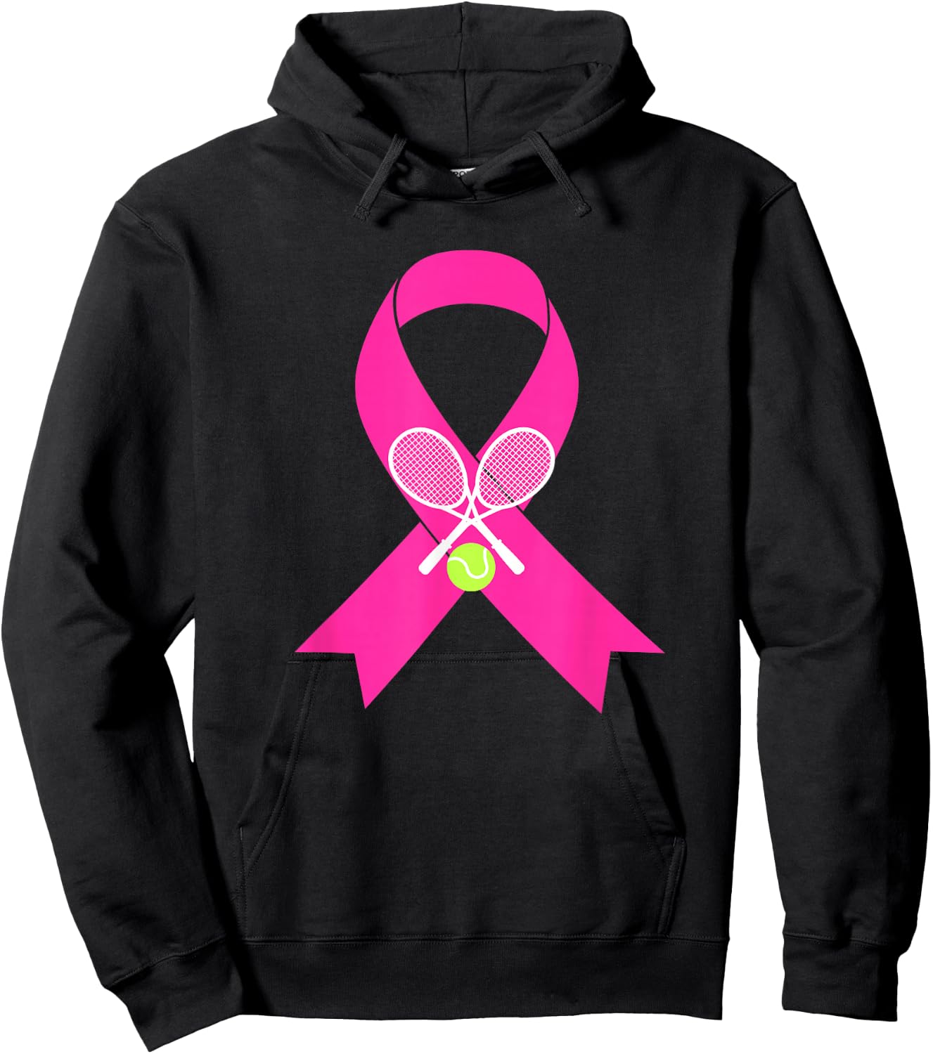 Tennis Breast Cancer Awareness Pink Ribbon Hoodie - Hoodie | Black