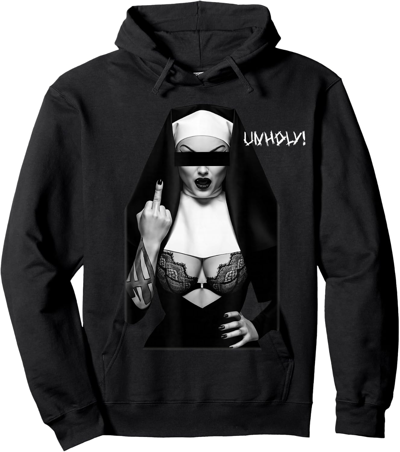 Unholy Sexy Nun Tattoo Hoodie - Hoodie | Black