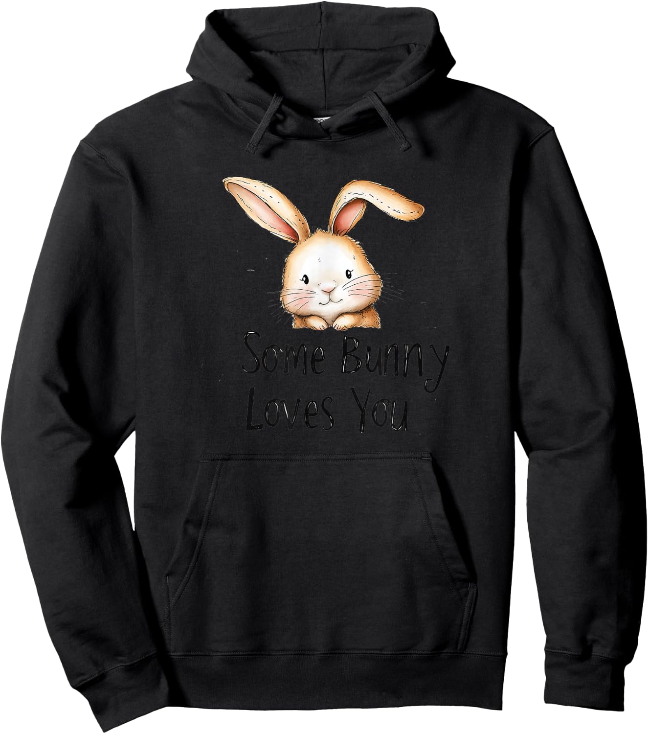 Some Bunny Loves You Cute Rabbit Illustration Hoodie - Hoodie | Black