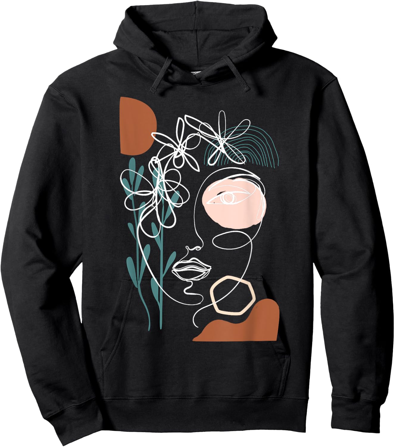 Line Art Face Abstract Art One Line Minimal Hoodie - Hoodie | Black