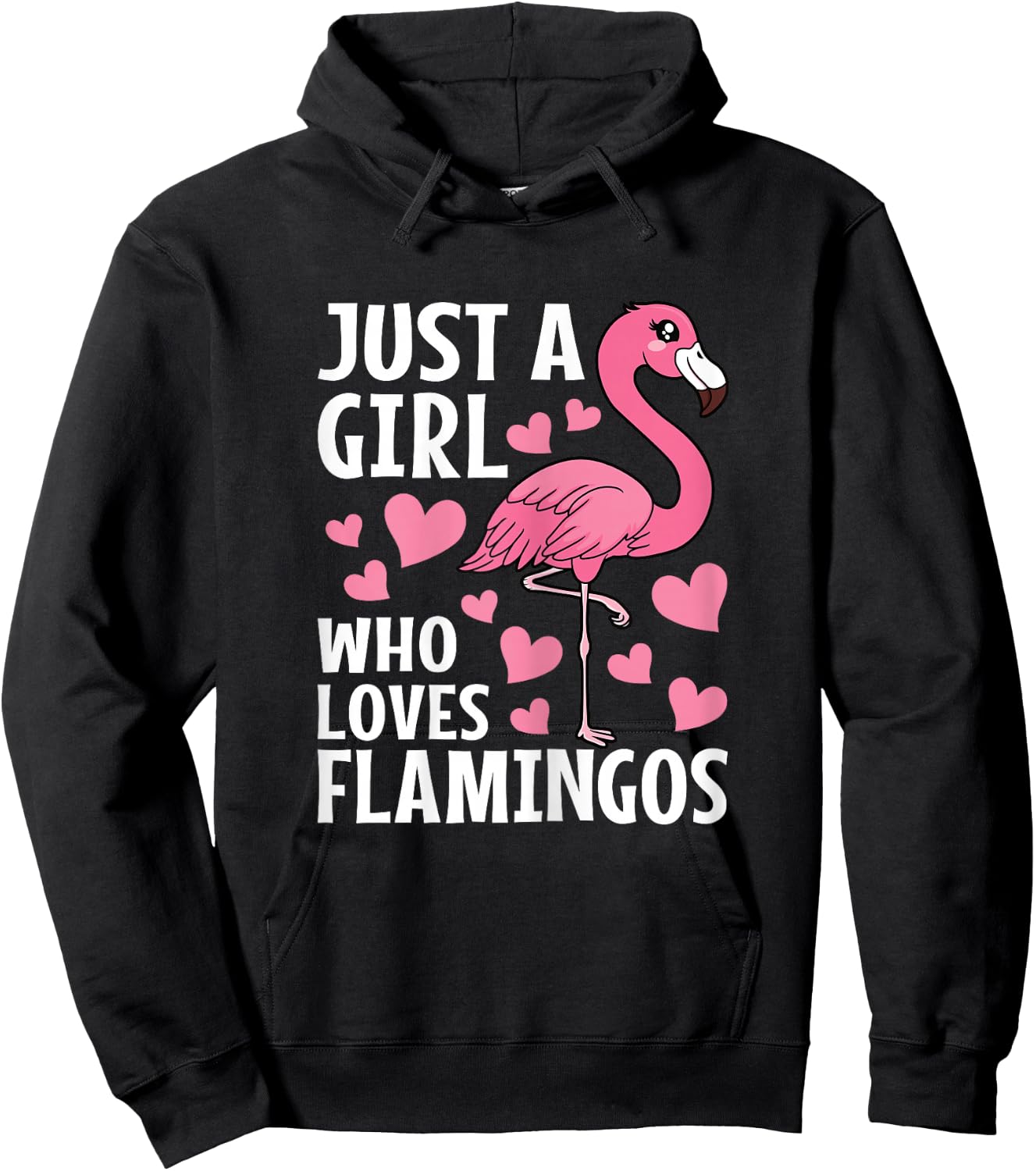 Just A Girl Who Loves Flamingos Cute Flamingo Lover Girls Hoodie - Hoodie | Black