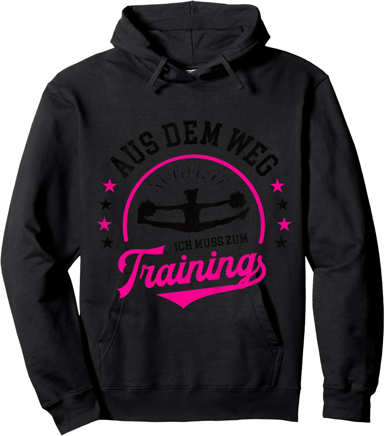 Cheerleading Cheerdance with German Text "Aus dem Weg ich muss zum Training" [German, White Hoodie - Hoodie | Black