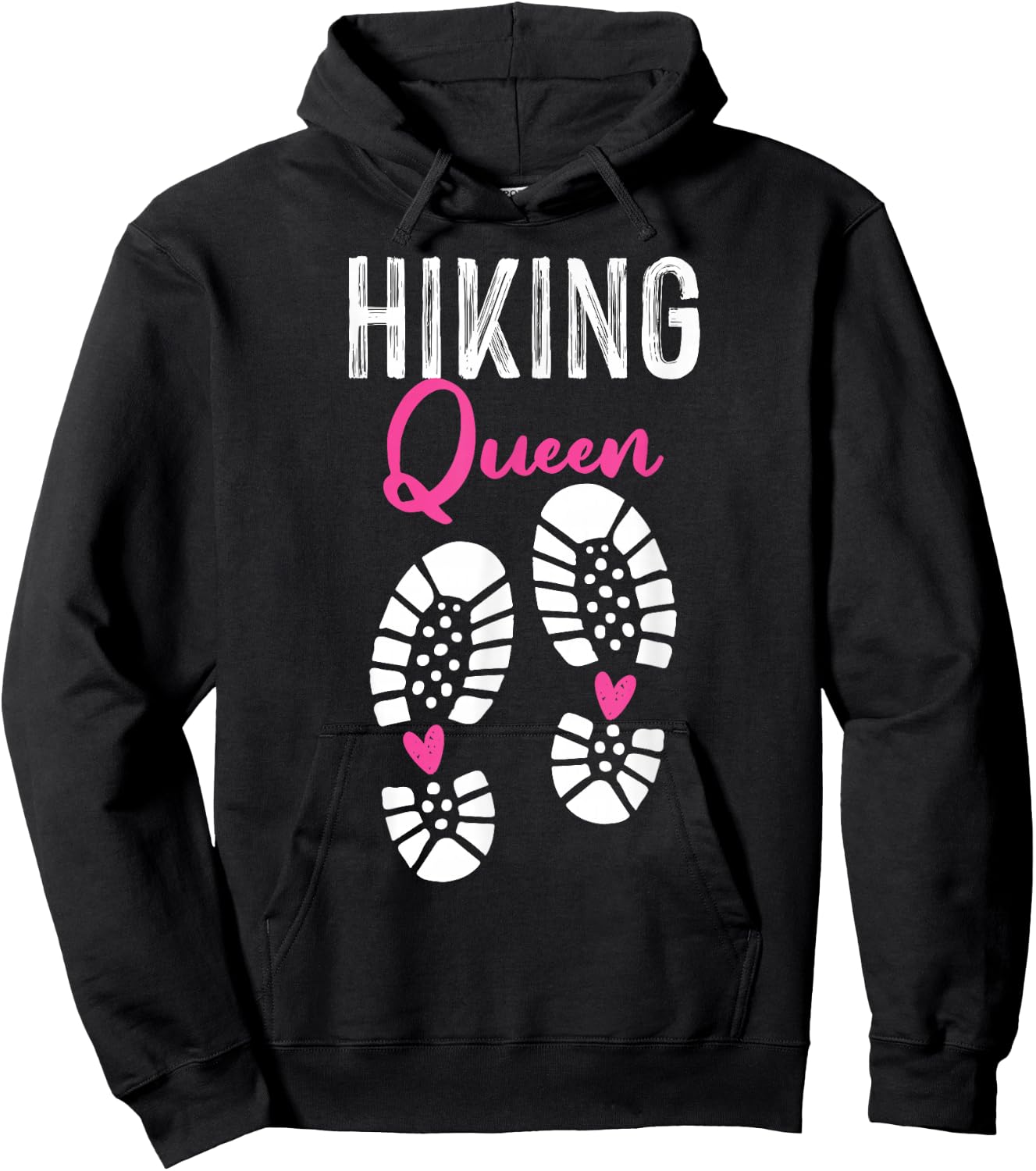Funny Female Pink Hiker Hiking Queen Heart Hoodie - Hoodie | Black