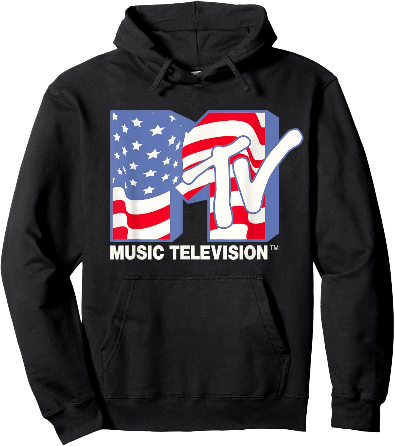MTV Americana Flag Logo Hoodie - Hoodie | Black