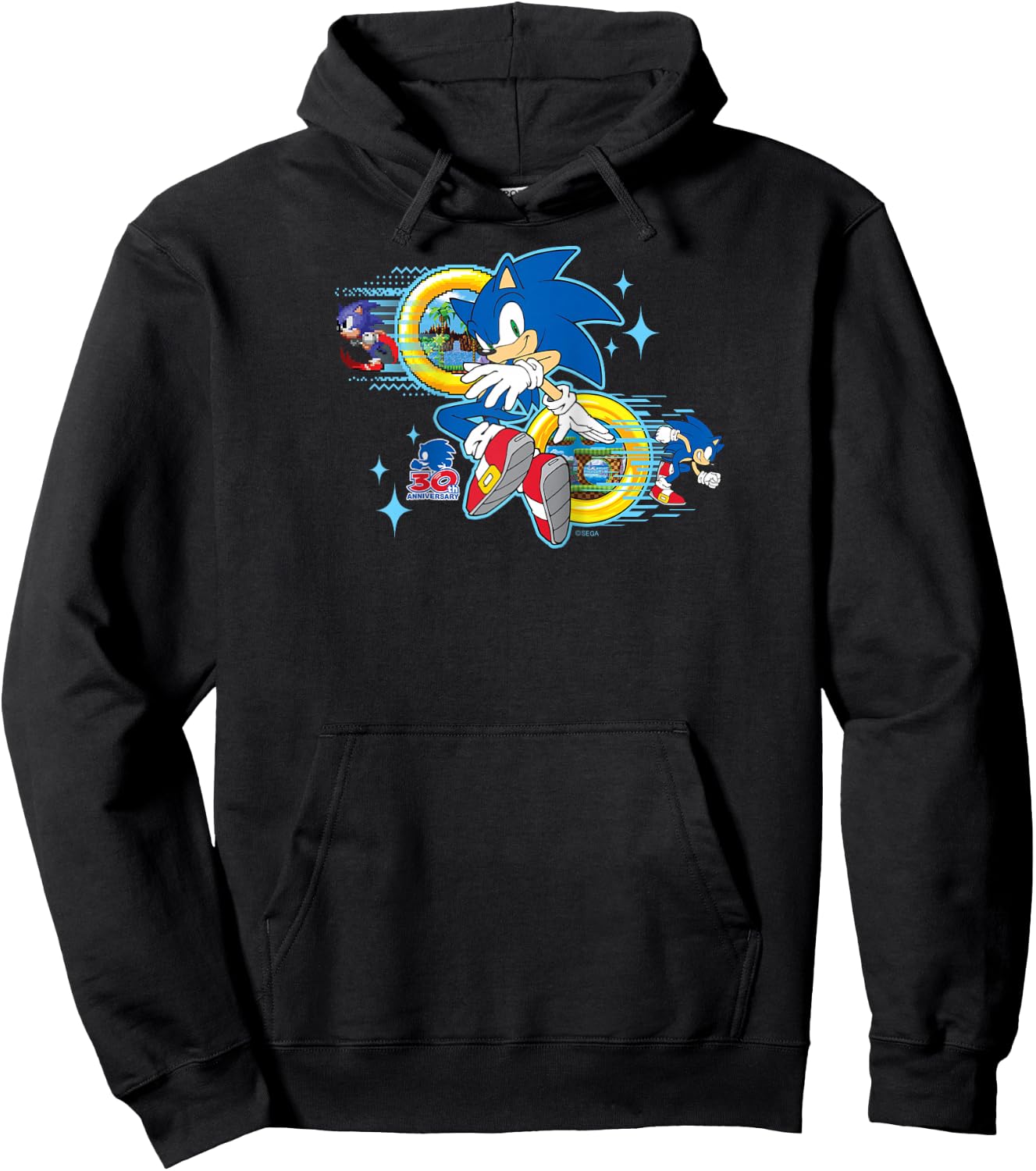 Sonic the Hedgehog's 30th Anniversary Raglan Baseball Hoodie - Hoodie | Black