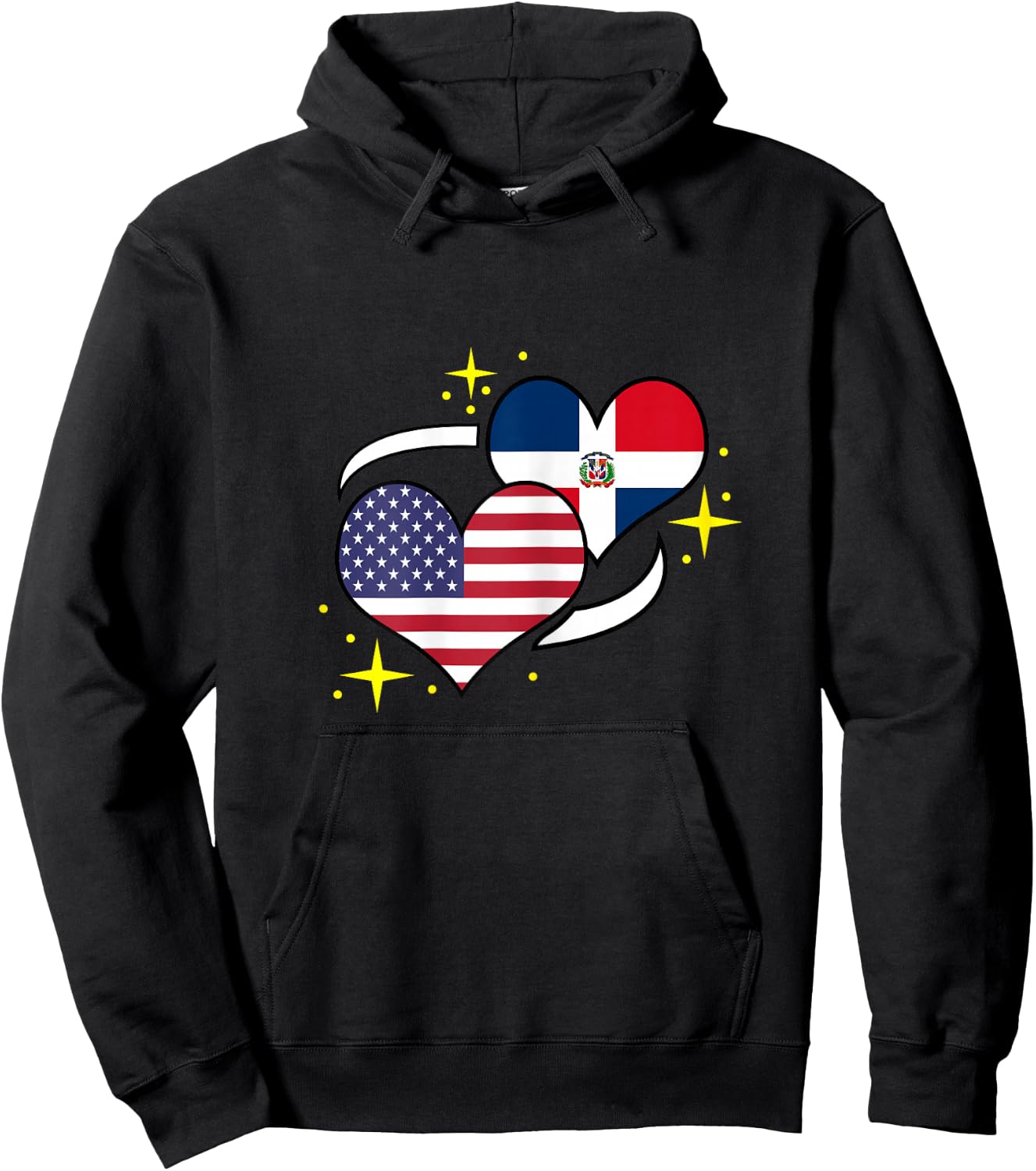 Dominican Republic American Flag Heart Dominican Women Hoodie - Hoodie | Black