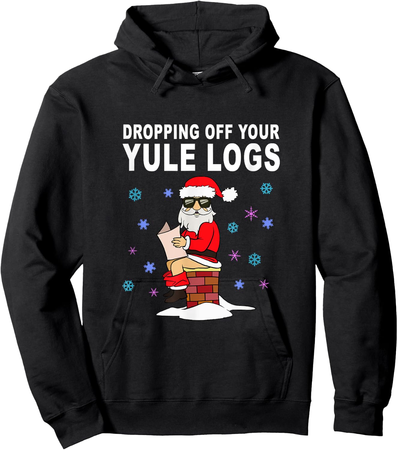 Santa Dropping off Yule Logs Funny Christmas Gift Hoodie - Hoodie | Black