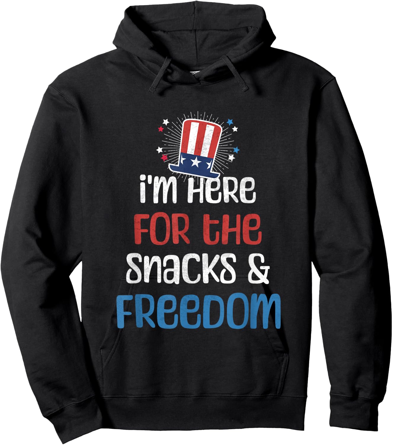 I'm Here For The Snacks & Freedom USA Funny 4th of July Kids Hoodie - Hoodie | Black