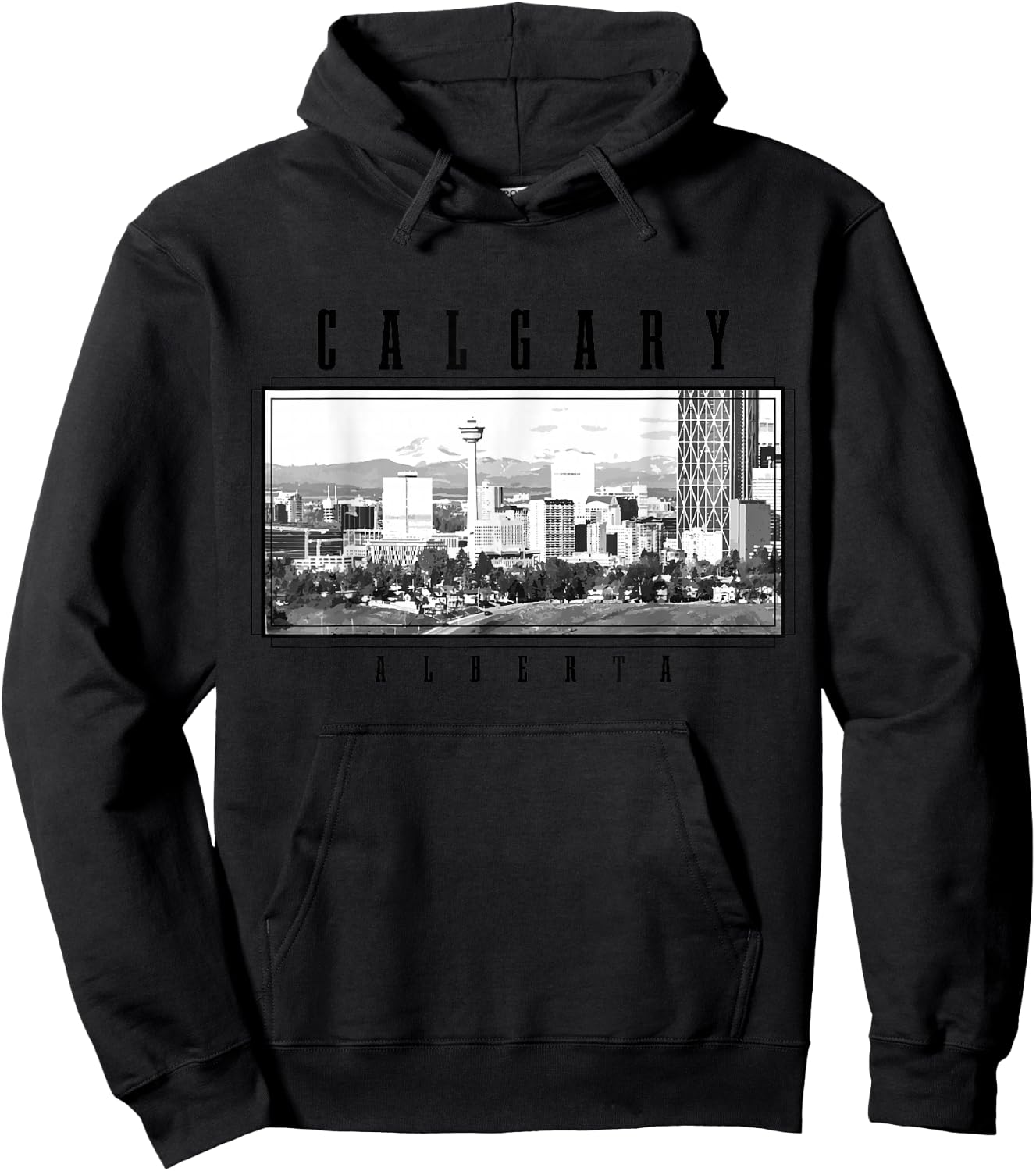 Calgary Alberta Canada Vintage Souvenir Skyline Hoodie - Hoodie | Black