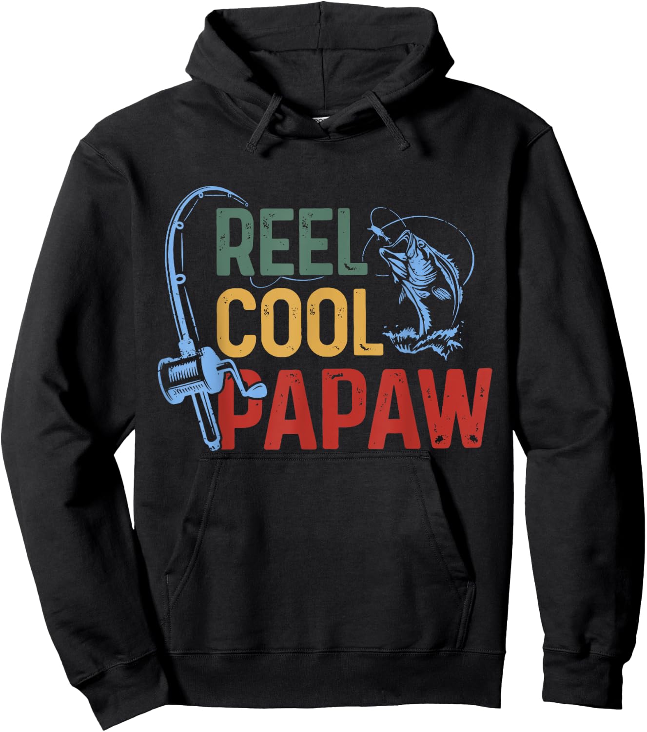 Fishing Reel Cool Papaw Father’s day Fisherman Papaw Hoodie - Hoodie | Black