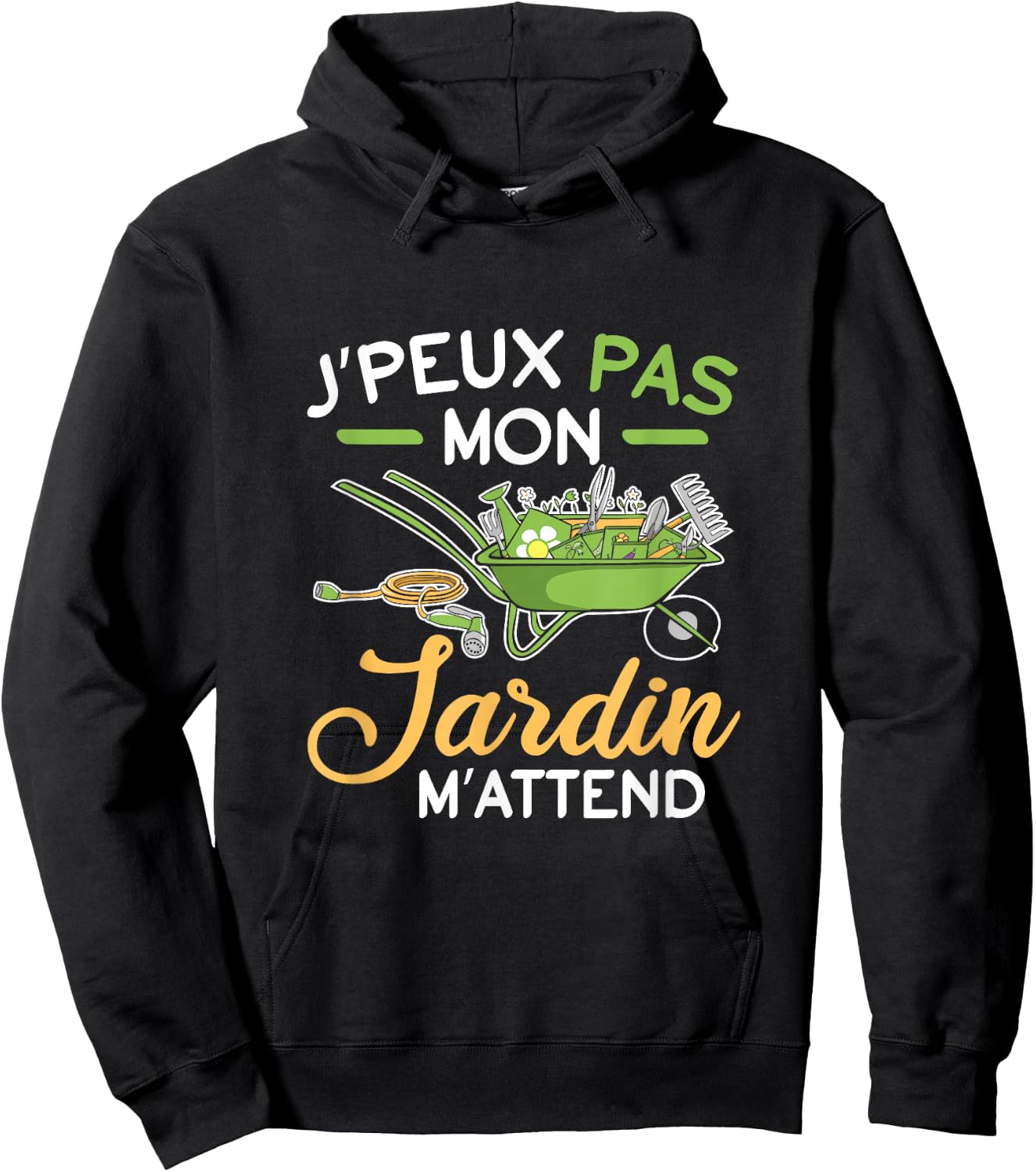 J'Peux Pas Mon Jardin M'Attend M'Attend Gardening Fun Hoodie - Hoodie | Black