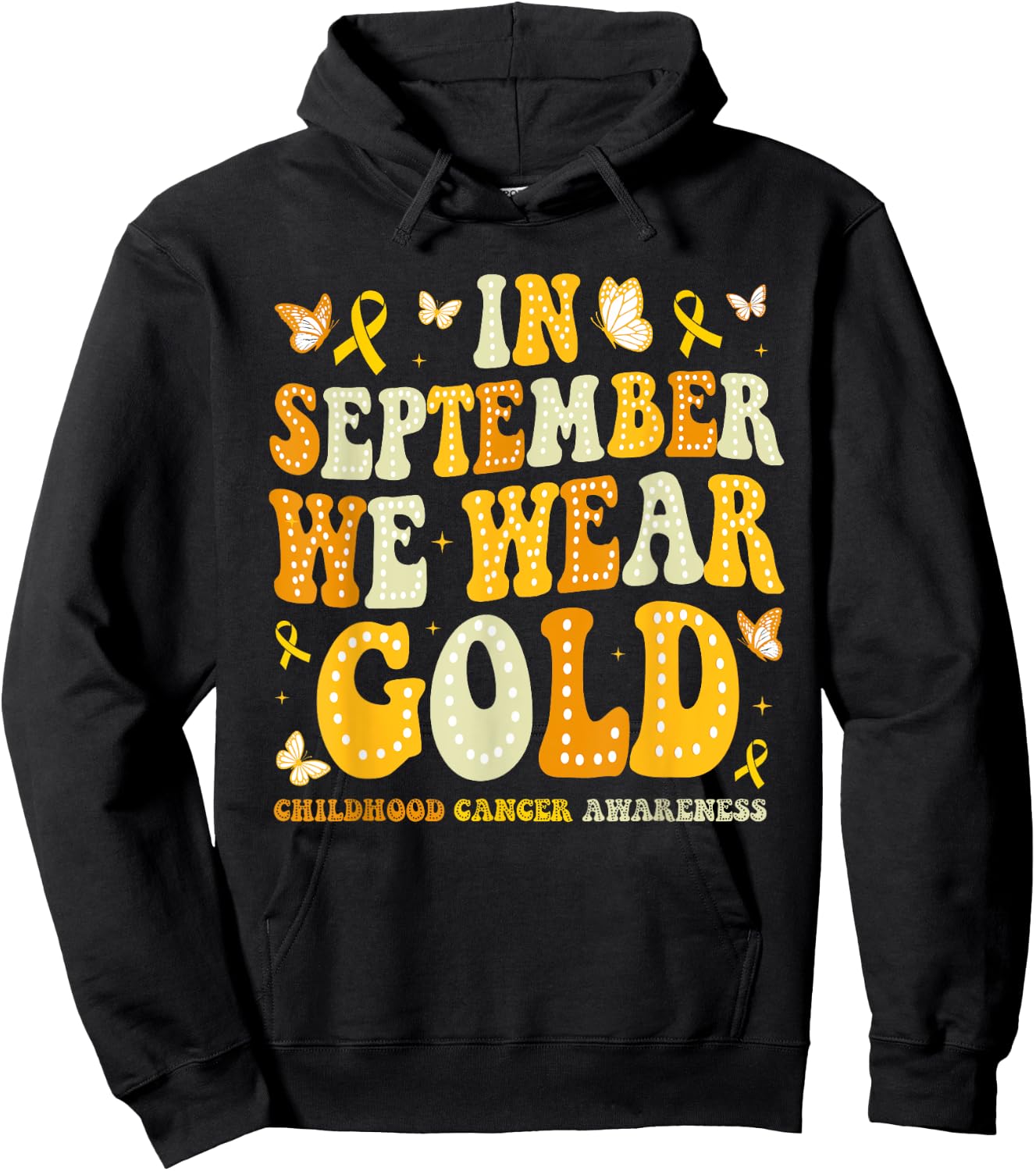 In September We Wear Gold Retro Childhood Cancer Awareness Hoodie - Hoodie | Black