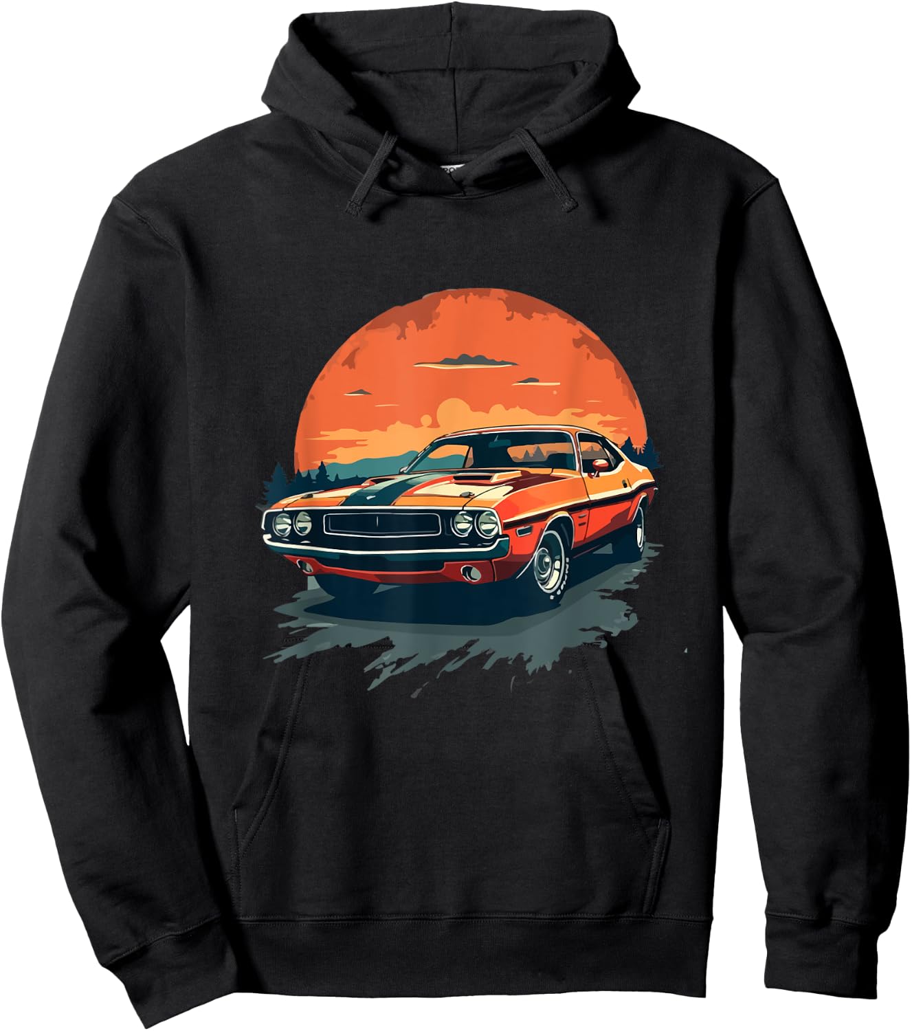 Classic Car , Retro Car , Musclecar Car , black Hoodie - Hoodie | Black