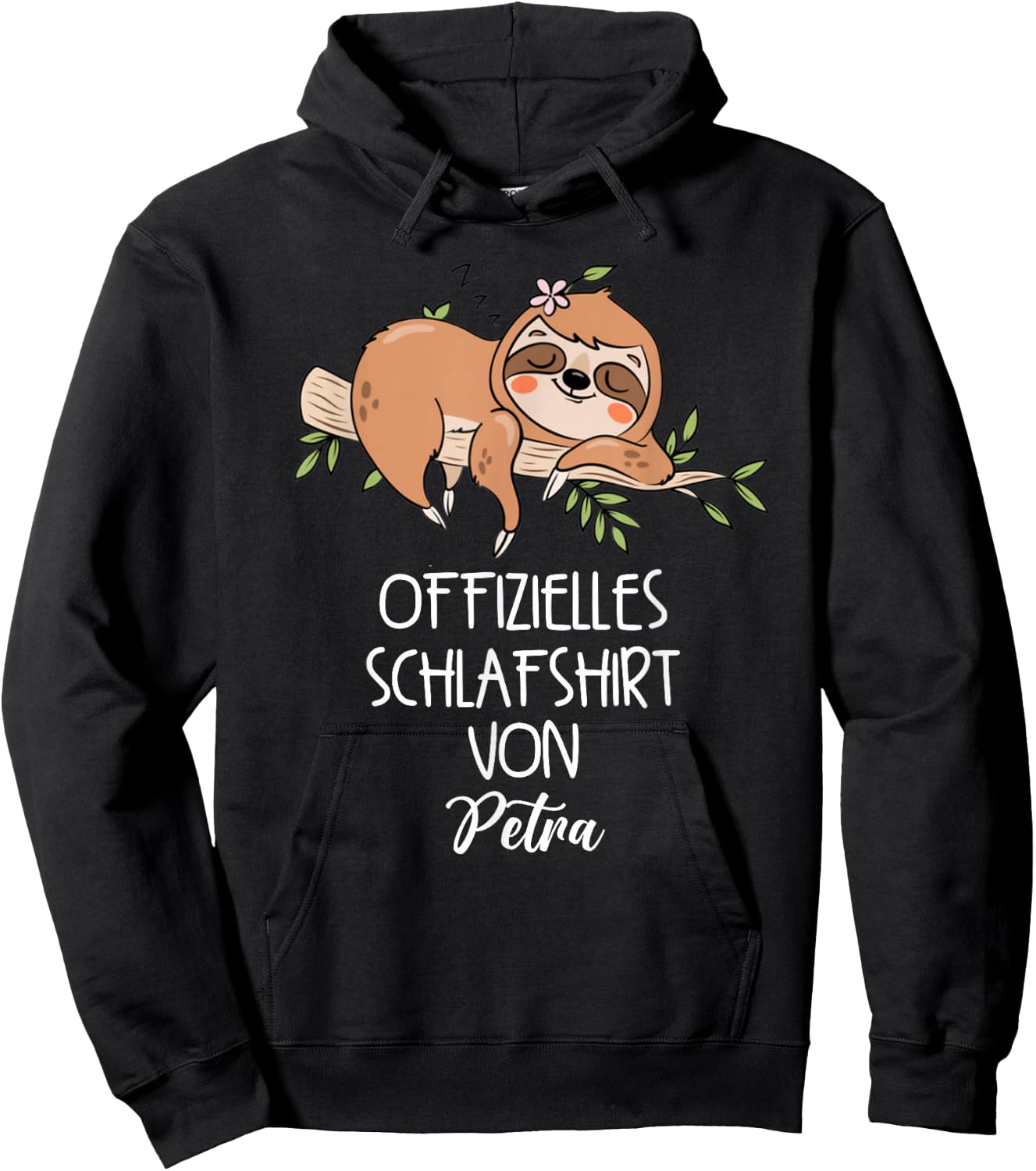 Official Sleep Shirt by Petra Nightdress Sloth , black Hoodie - Hoodie | Black