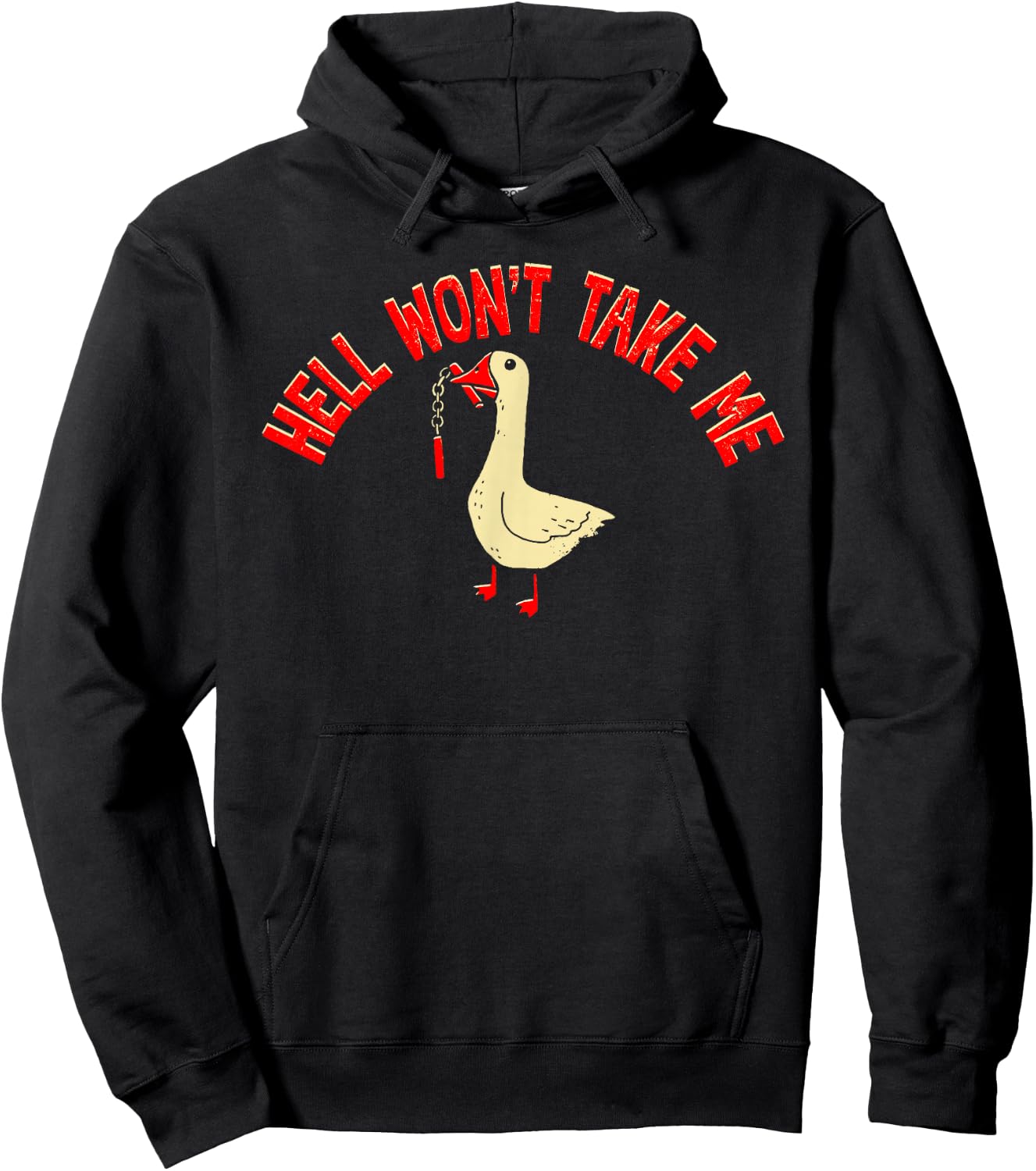 Hell Won't Take Me Funny Duck Graphic Hoodie - Hoodie | Black
