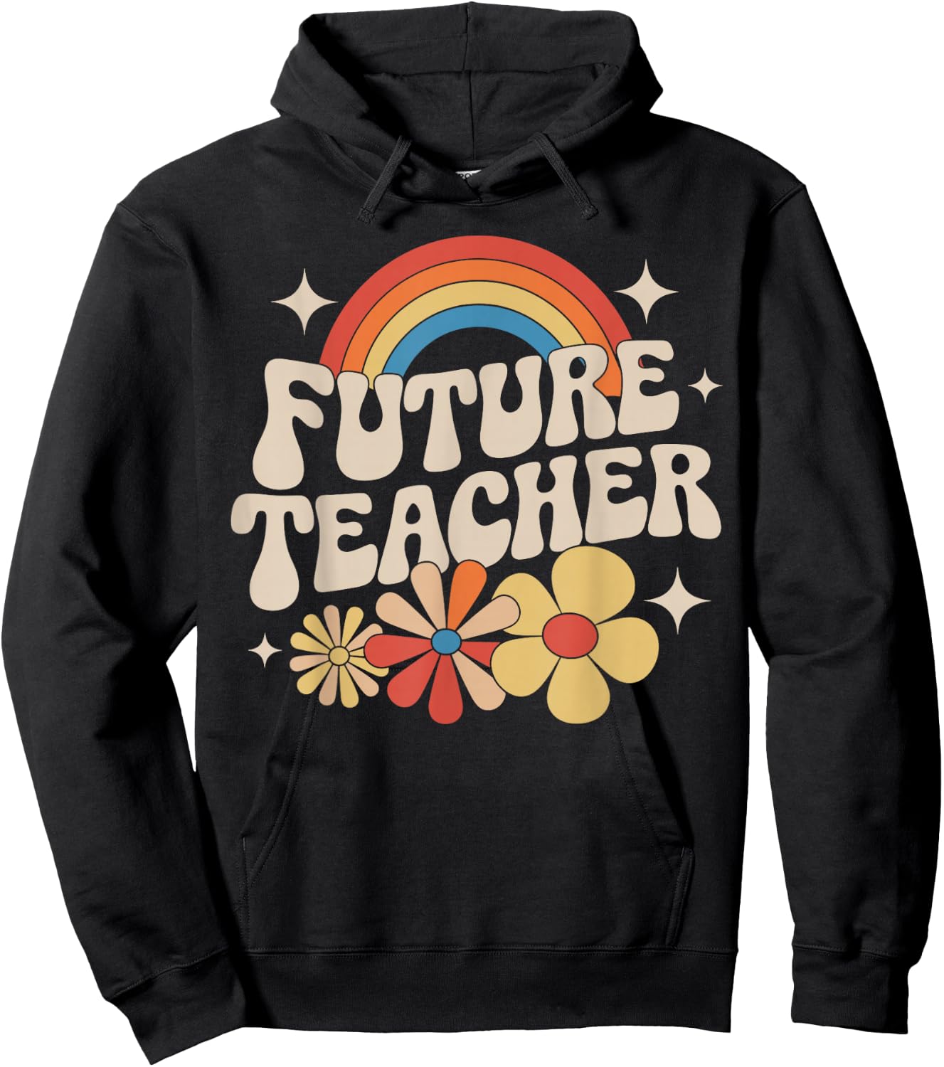 Future Teacher Kids Youth Girls Rainbow Pre-k Kindergarten Hoodie - Hoodie | Black