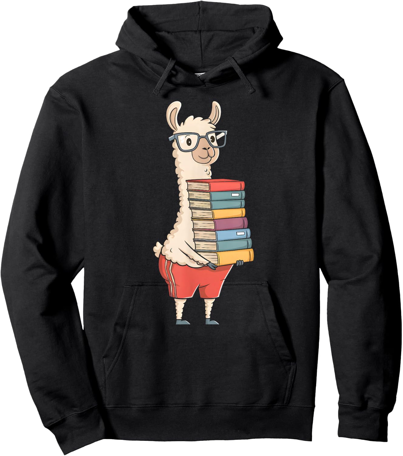 Teacher Reading Llama Holding Books Kid Boy Women Hoodie - Hoodie | Black