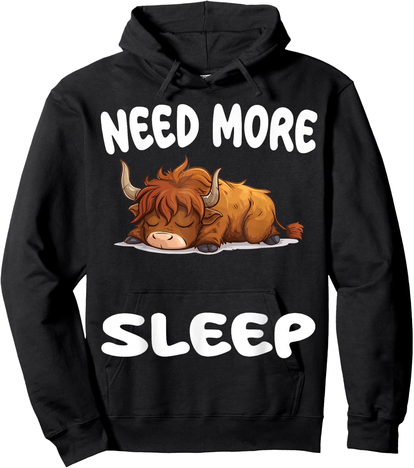 Cute Scottish Highland Cow Need More Sleep Pajamas Nightgown Hoodie - Hoodie | Black