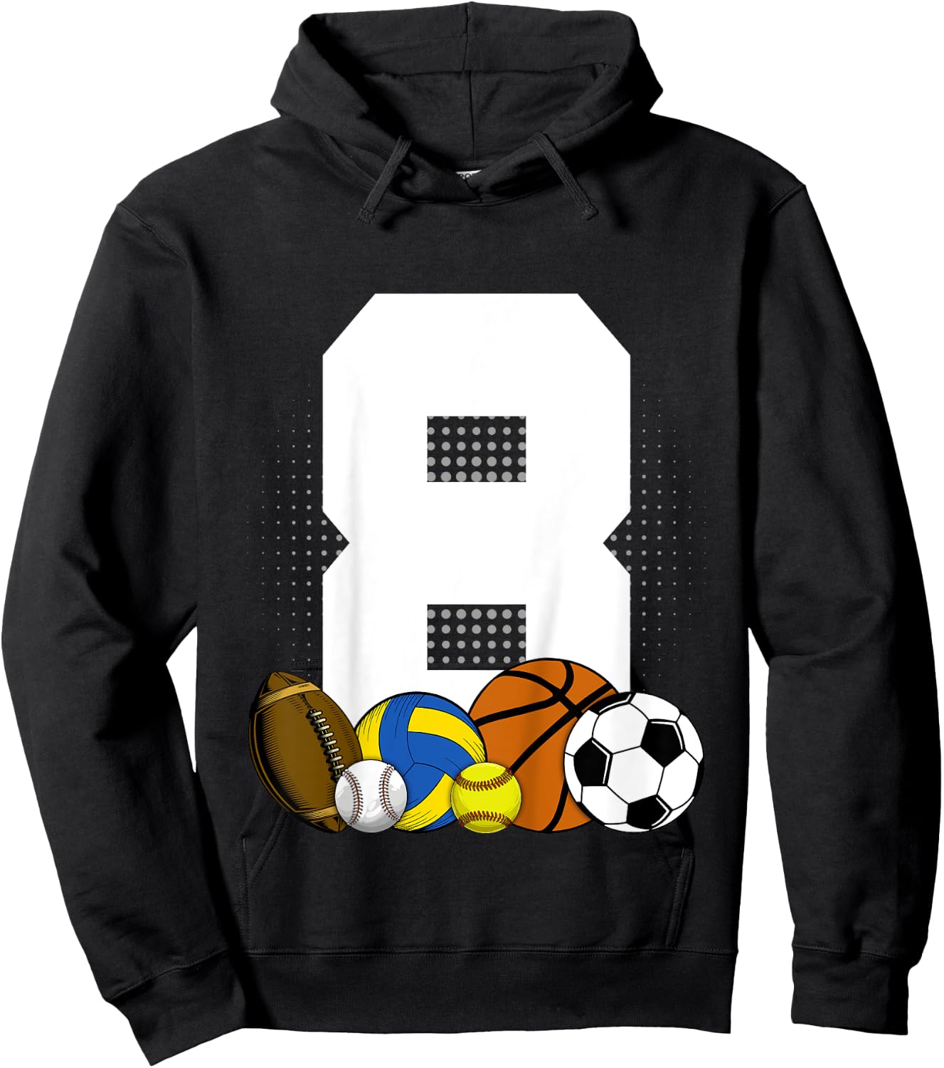 Kids 8 years Birthday Sports Kids Boys 8th Birthday Baller Hoodie - Hoodie | Black