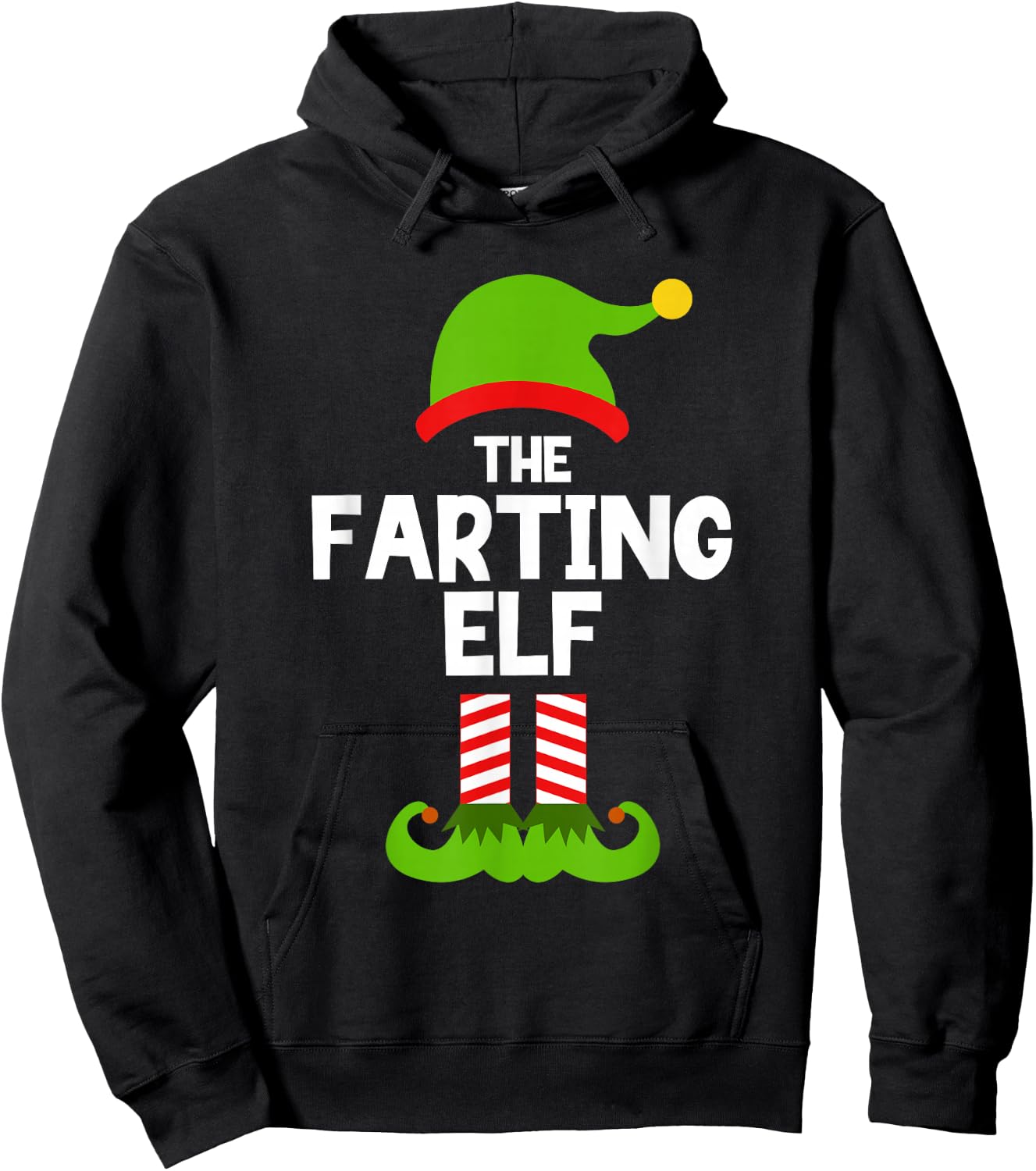 Funny The Farting Elf Christmas Family Party Pajama Fart Hoodie - Hoodie | Black