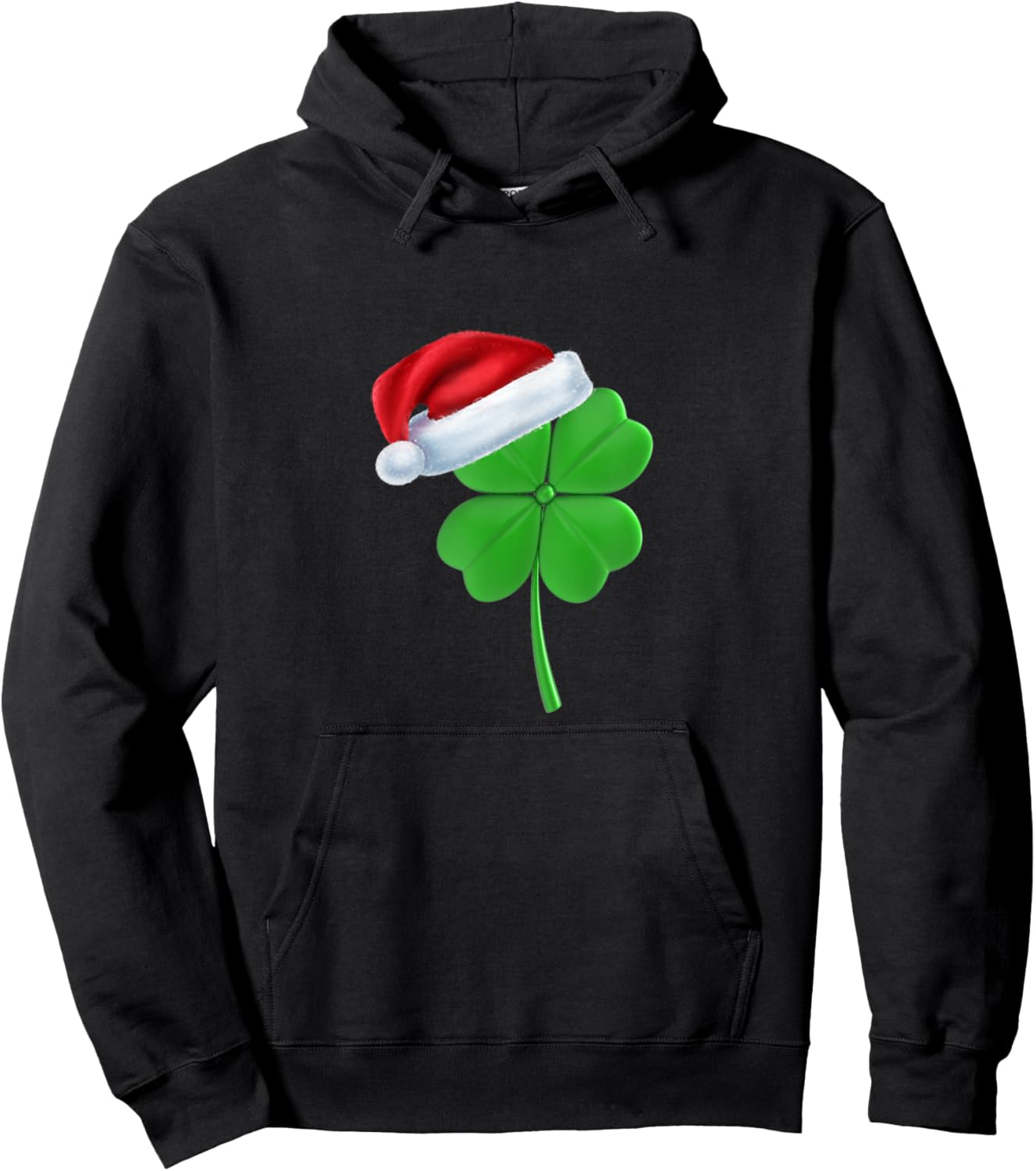 Irish Shamrock Lucky Clover Christmas Holiday Party Hoodie - Hoodie | Black
