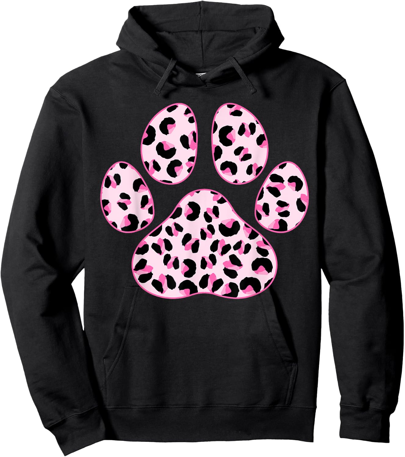 Cat Paw Print Cute Leopard Pattern Dog Lover Leopard Print Men Women Kids Hoodie - Hoodie | Black