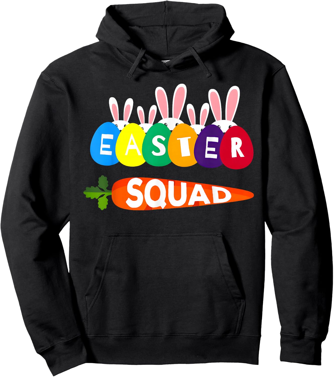 Easter Squad Family Matching Easter Day Bunny Egg Hunt Group Hoodie - Hoodie | Black