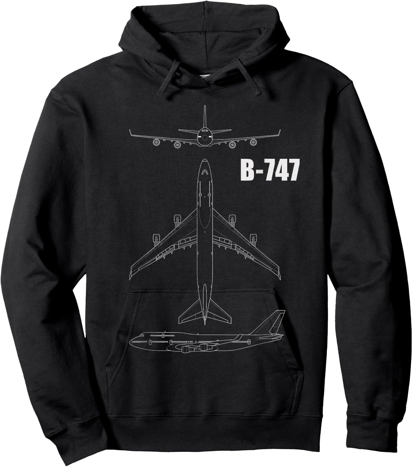 B-747 Aeroplane Design , black Hoodie - Hoodie | Black