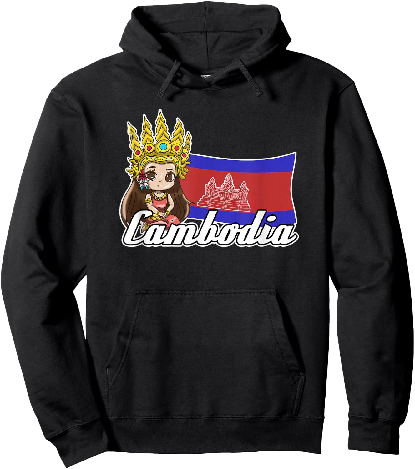 Cambodia Cambodian Flag Day Khmer Apsara Girl Hoodie - Hoodie | Black