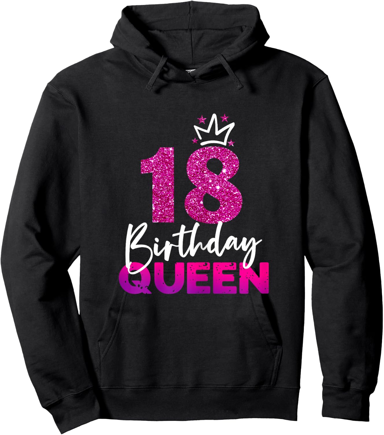 Ladies 18th Birthday Queen Gift 18th Birthday , black Hoodie - Hoodie | Black