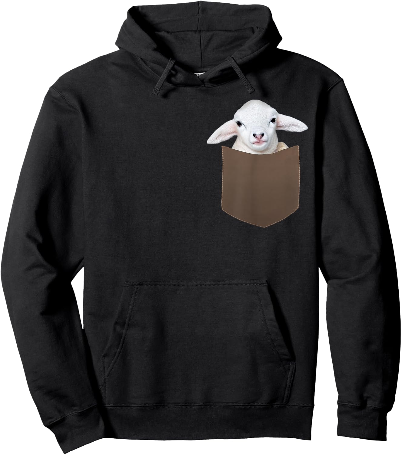 Cute Baby Lamb Shirt – Little Sheep with Soft Ears in Pocket Hoodie - Hoodie | Black