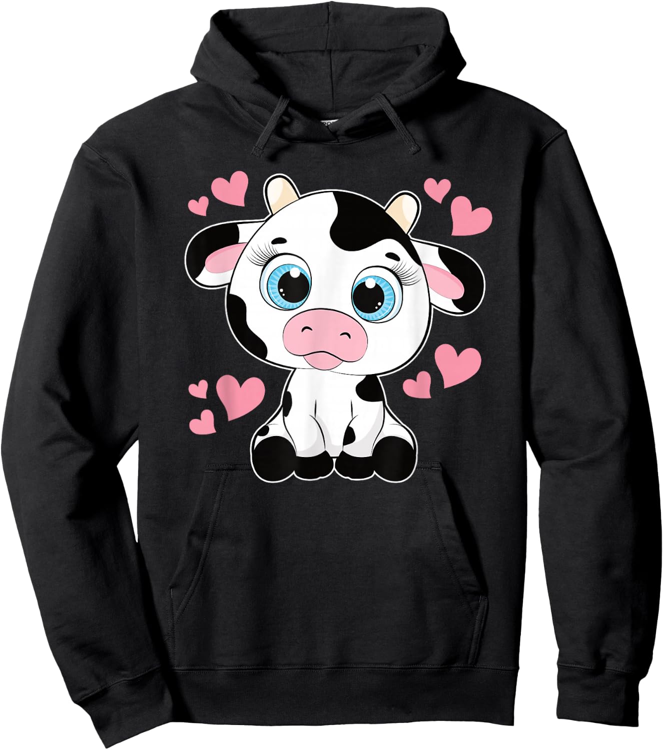 Cute Cow Pattern Kawaii Cow Lover Women Girls Kids Toddlers Hoodie - Hoodie | Black