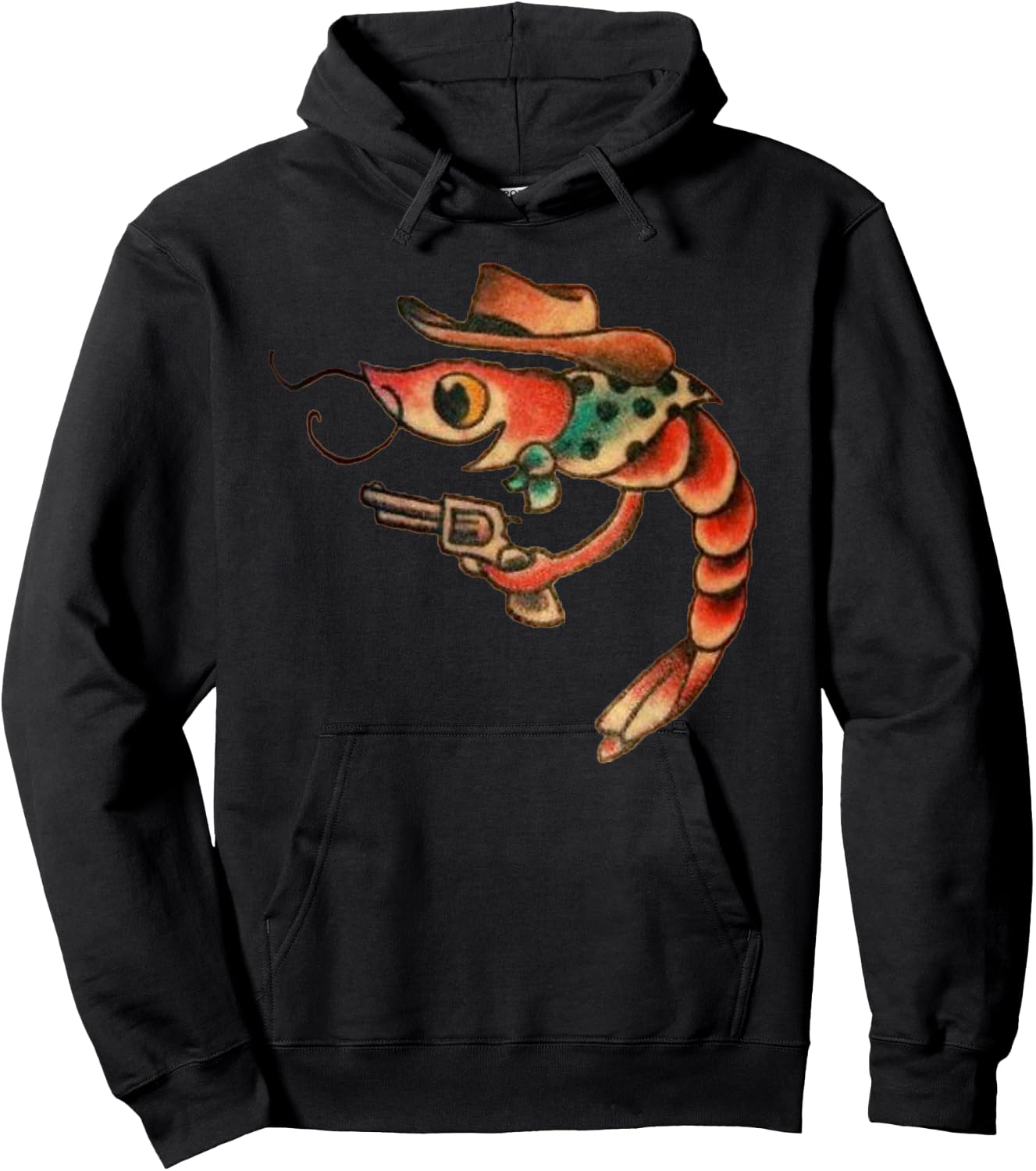 Cute Shrimp Seafood Shellfish Shrimp Lover tattoo Hoodie - Hoodie | Black