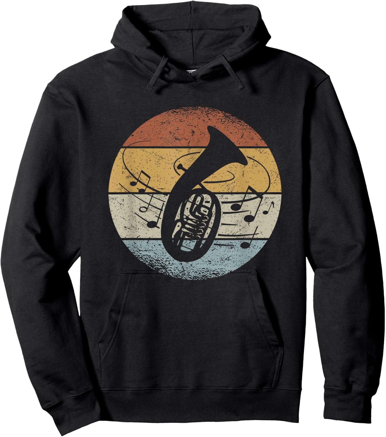 Tenor Hornist Orchestra Musician Notes Retro Tenor Horn , black, s Hoodie - Hoodie | Black