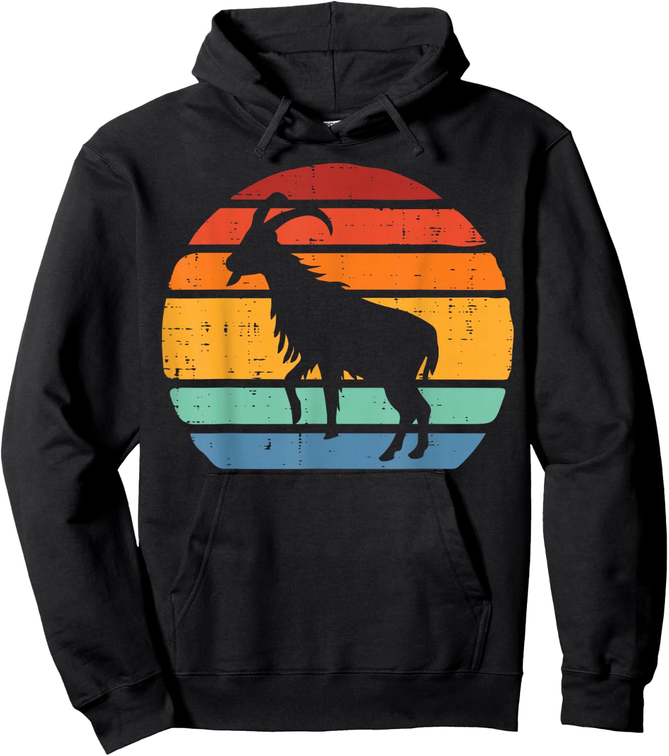 Goat Silhouette Sunset Retro Livestock Farmer Men Women Kid Hoodie - Hoodie | Black