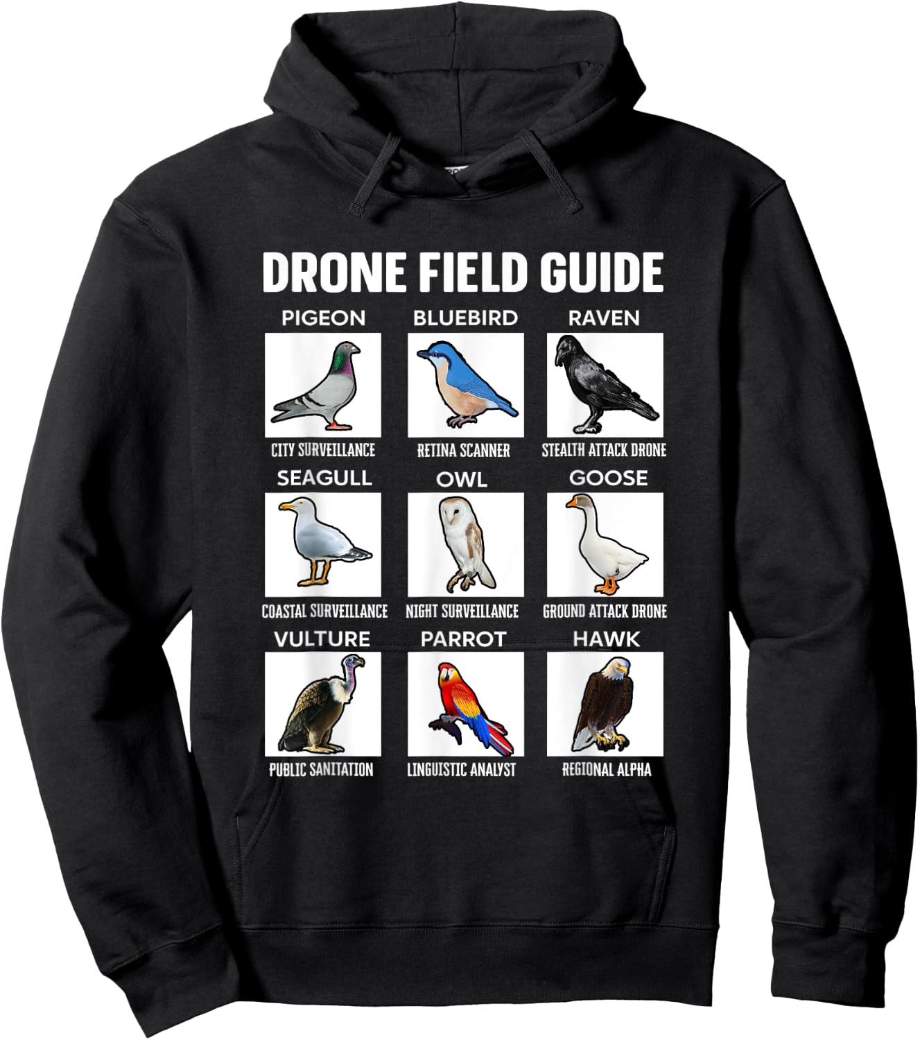 Birds Drone Field Guide They Aren’t Real Hoodie - Hoodie | Black