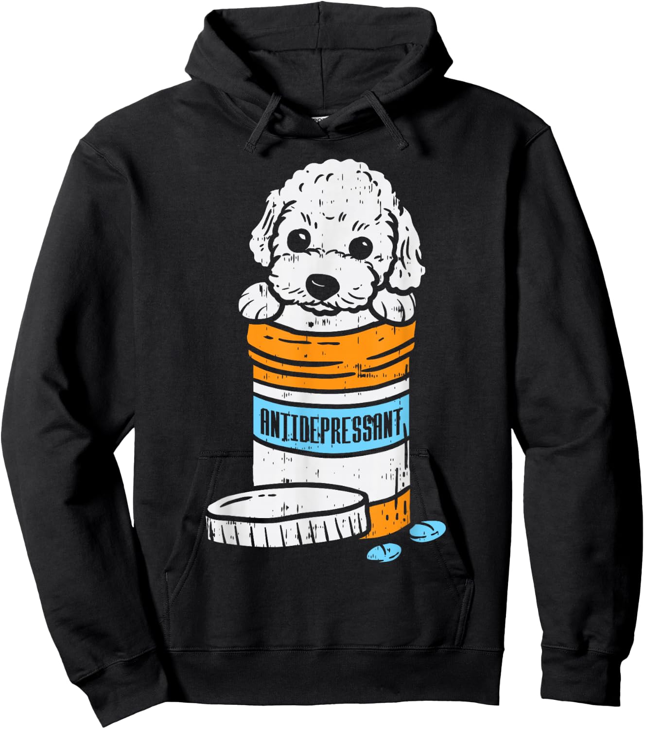 Antidepressant Poodle Cute Animal Pet Dog Lover Owner Gift Hoodie - Hoodie | Black