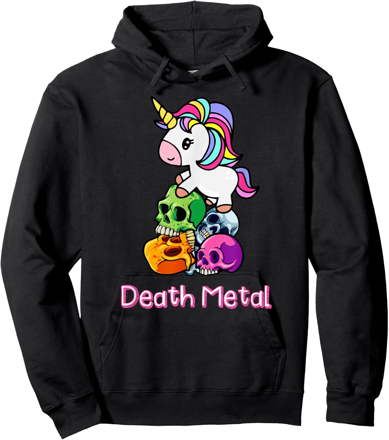 Death Metal Unicorn. Funny Cute Rock Metal, Emo, Alternative Hoodie - Hoodie | Black