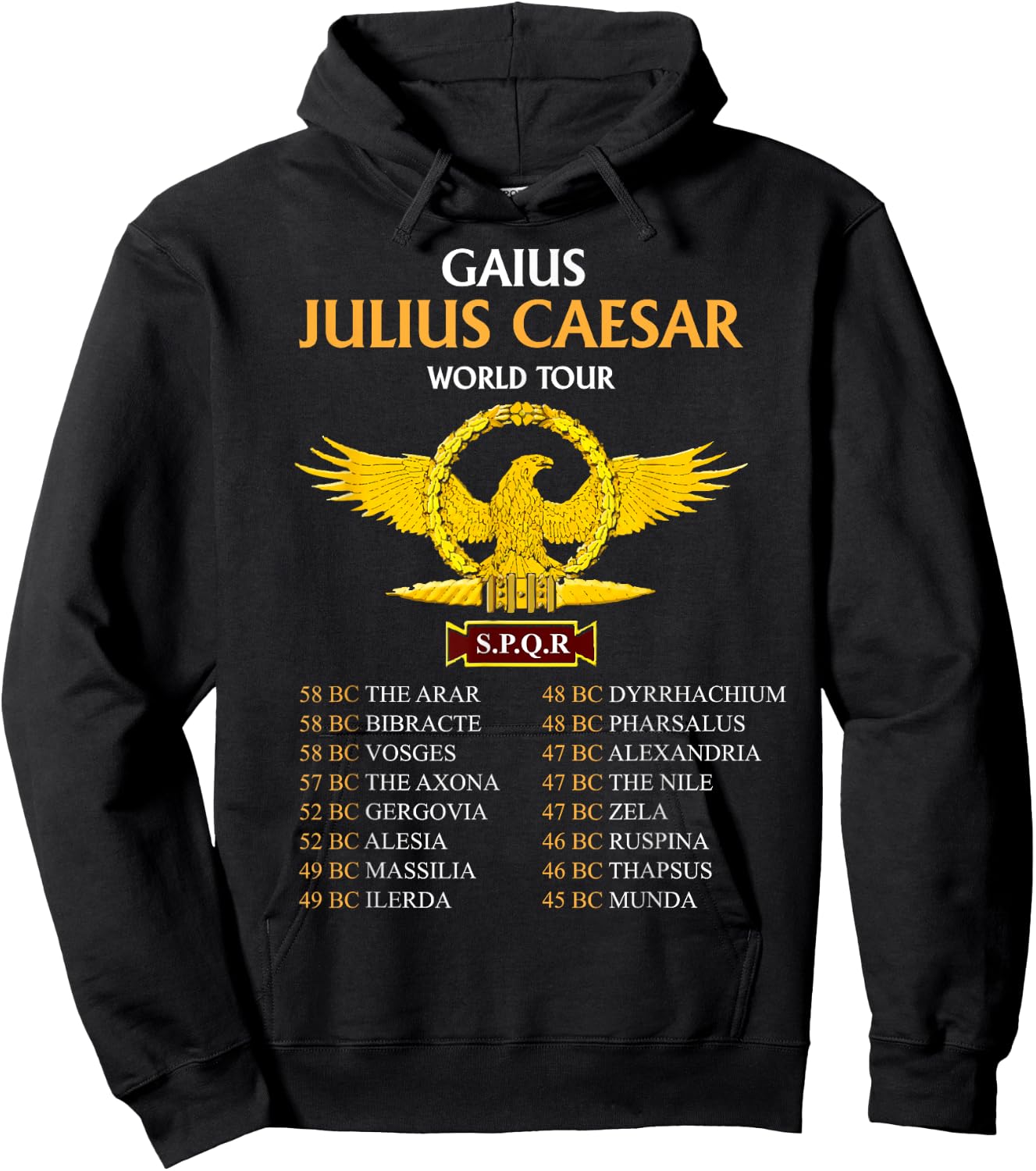 SPQR, Ancient Rome Julius Caesar World Tour, Roman History Hoodie - Hoodie | Black