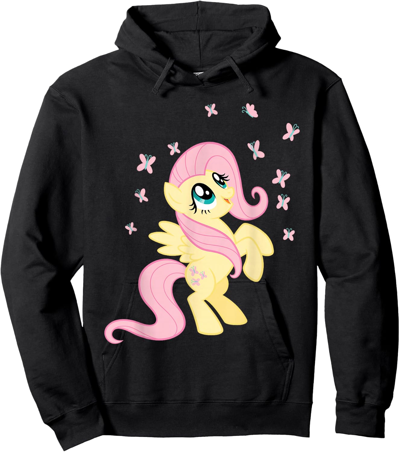 My Little Pony Fluttershy Surrounded by Butterflies Hoodie - Hoodie | Black