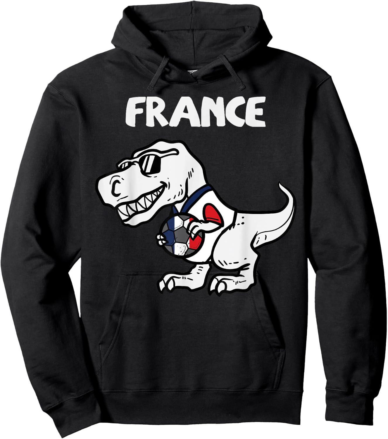 France Trex Dino French Flag Soccer Fan Boys Kids Toddler Hoodie - Hoodie | Black