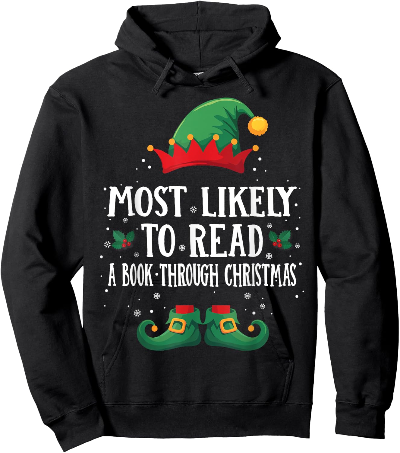 Most Likely To Read A Book Matching Christmas Elf Hoodie - Hoodie | Black